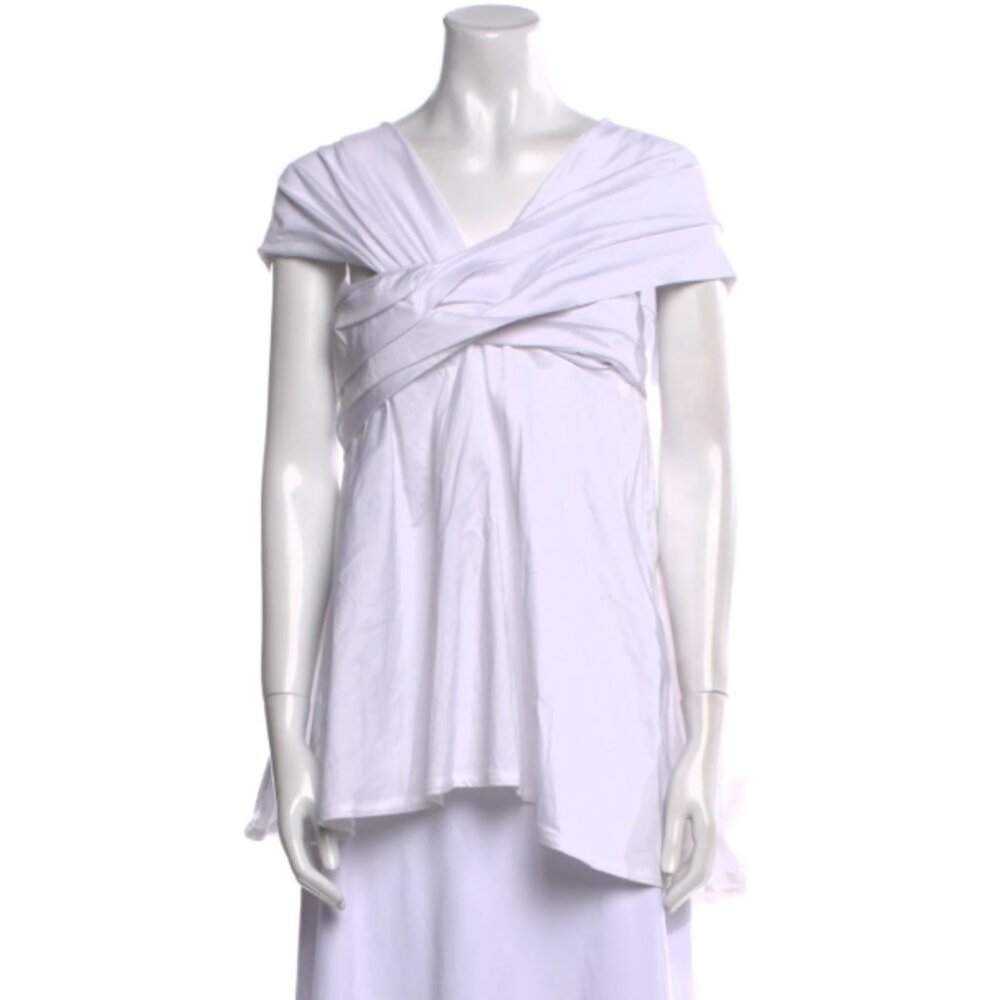 Maticevski SS2016 White Sculptural Wrap Blouse